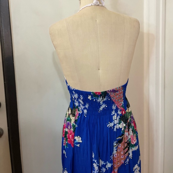 Crotchet Halter Open back Floral Rayon Maxi Dress - Picture 5 of 7